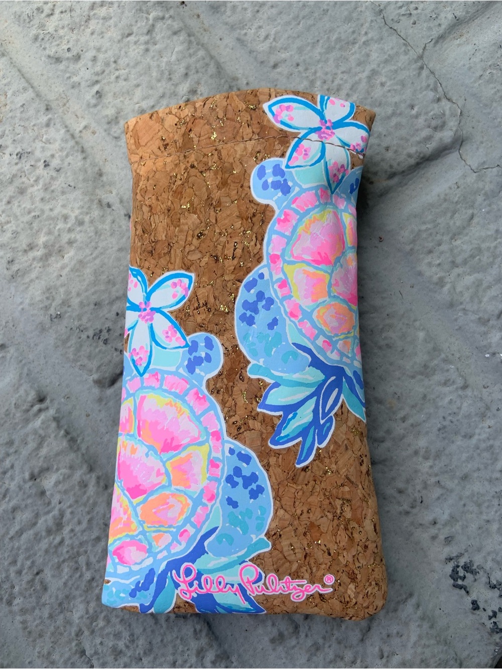 Lilly Pulitzer Cork Sunglasses Sleeve Rainforest Retreat Turtle Limited Edition